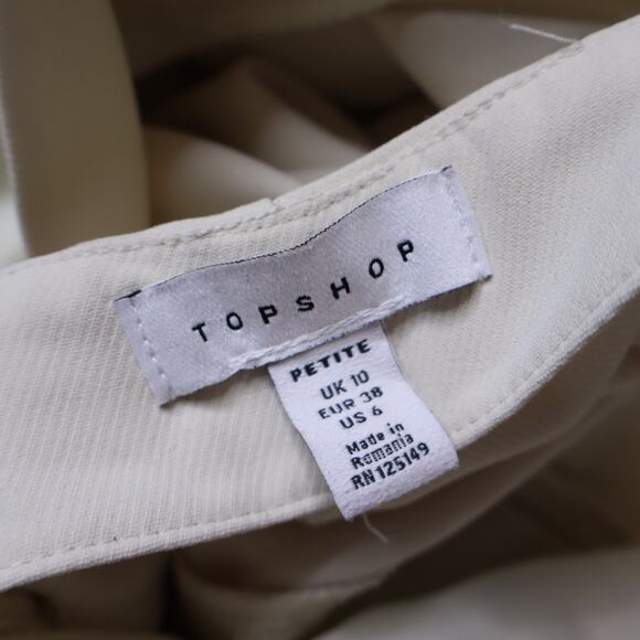 TOPSHOP Belted V-Neck Wrap Jumpsuit Ivory Tapered Leg Casual Women's 6P - Picture 9 of 11
